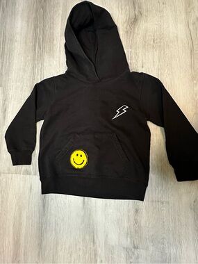 Kids - 3 for $10 - Black Hoodie with Yellow Smiley and Lightning Detail